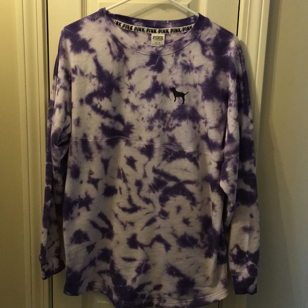 Women’s PINK purple tie dye sweatshirt size XS.